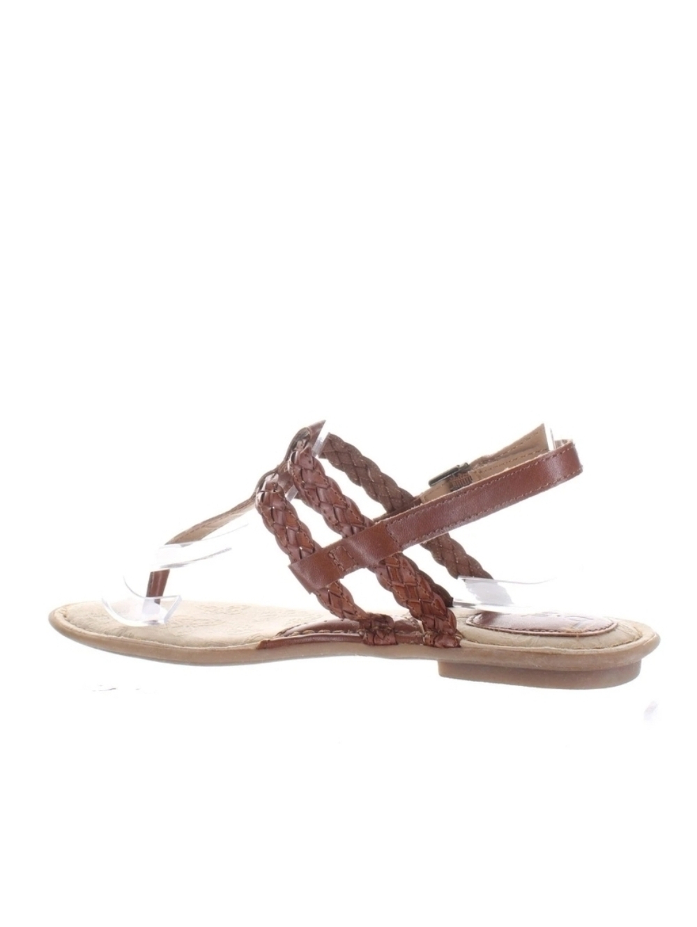 Braided Brown Leather T-Strap Women's Sandals New 8 - Picture 3 of 8